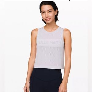 Lululemon breeze by muscle crop tank top silver lilac size 10
